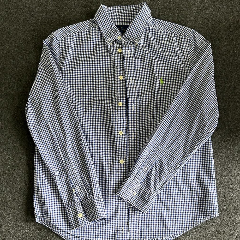 Ralph Lauren plaid blue dress shirt for boys (14-16)